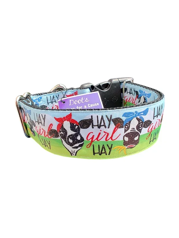 1.5″ Wide Hay Girl Hay Cow Nylon Dog Collar