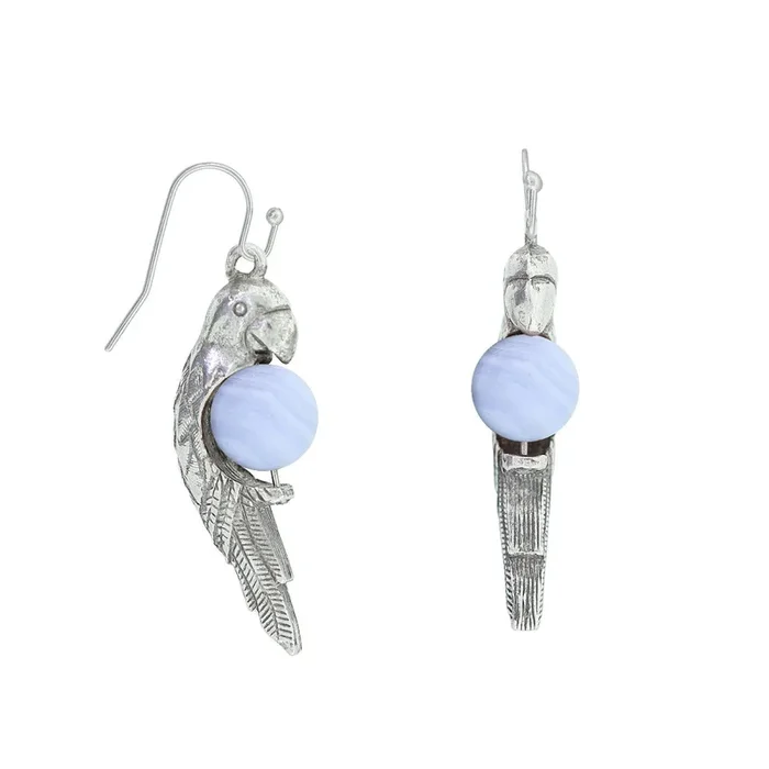 1928 Jewelry® Pewter Parrot Semi Precious Earrings