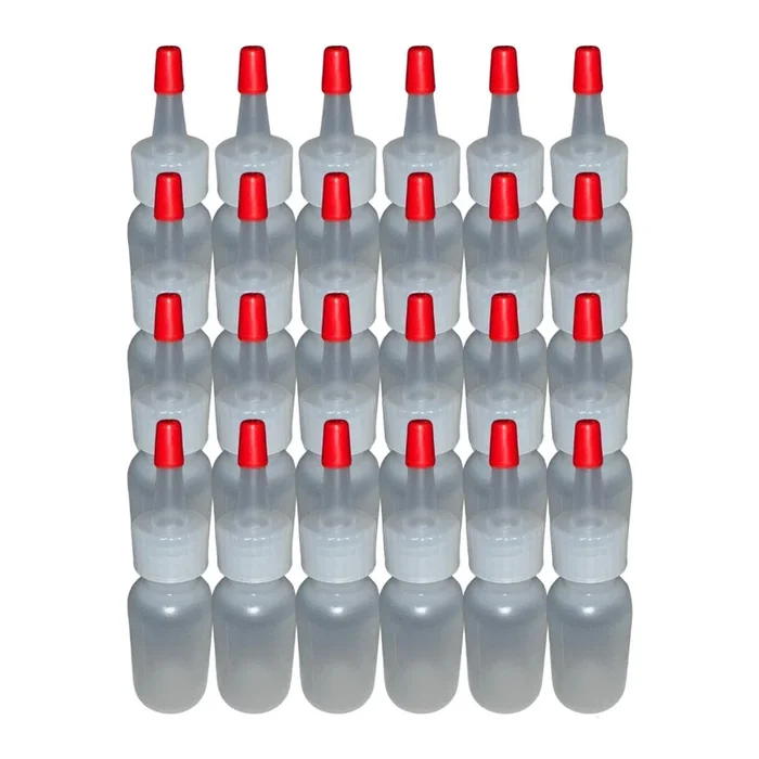 1oz LDPE Boston Round Squeeze Bottles with Yorker Caps – Durable Dispensing Bottles for Crafts, Baking, Oils, Paints & More 25-Pack