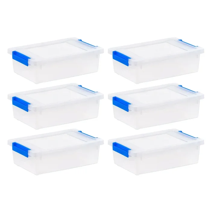 2.4 Qt. Plastic Storage Bins with Lids, Clear Containers, Latching Totes 6Pk