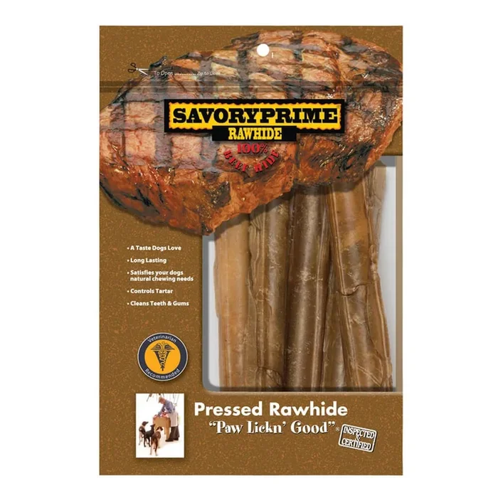 5″ Pressed Beef Rawhide Roll Dog Chews, Natural, 5 Pack