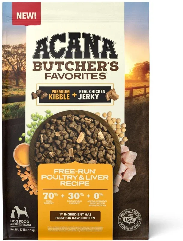 ACANA Butcher’s Favorite Free-Run Poultry & Liver Recipe Dry Dog Food, 4-lb
