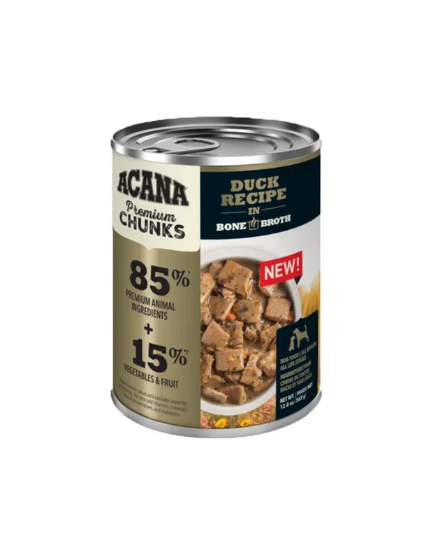 Acana Premium Chunks – Duck Recipe in Bone Broth Wet Dog Food 12.8oz