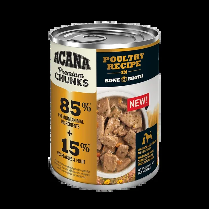 Acana Premium Chunks Poultry Recipe in Bone Broth Canned Dog Food