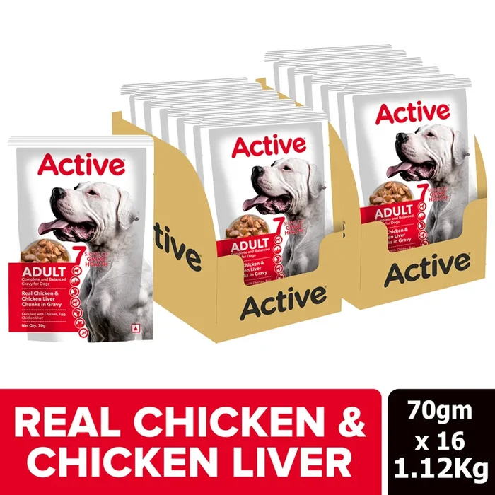 Active Chicken & Chicken Liver Chunks in Gravy Adult Dog Wet Food (Buy 1 Get 1)