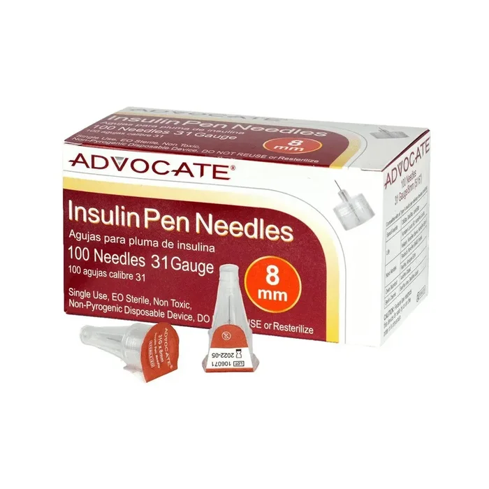 Advocate Insulin Pen Needles 8mm 31 Gauge 100CT