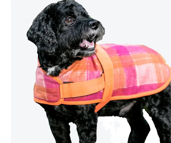 Allure by Huggle Hounds Jackets for Dogs – Pink and Orange Plaid Print
