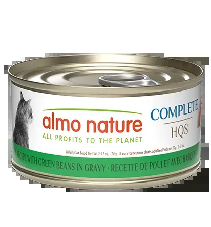 Almo Nature HQS Complete Chicken Recipe With Green Beans In Gravy Cat Food 2.47 Oz
