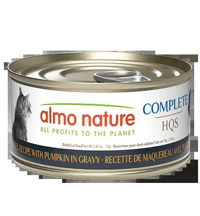 Almo Nature HQS Complete Mackerel Recipe With Pumpkin In Gravy Cat Food 2.47 Oz