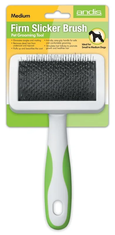 Andis Firm Pet Slicker Grooming Brush – Anti-Slip Deshedding & Mat Removal Tool