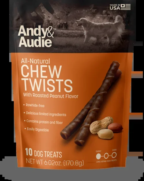 Andy & Audie All Natural Chew Twists with Roasted Peanut Flavor Dog Treats