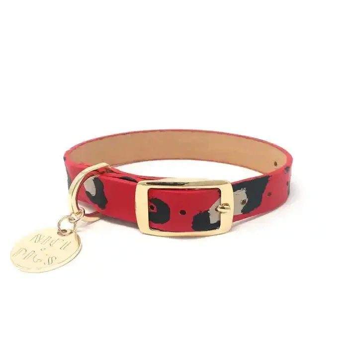 Animal Print Dog Collar – Red