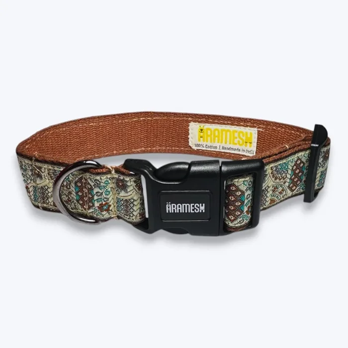 Aramesh Sultan Paws Adjustable Collar for Dogs (Brown and Cream)