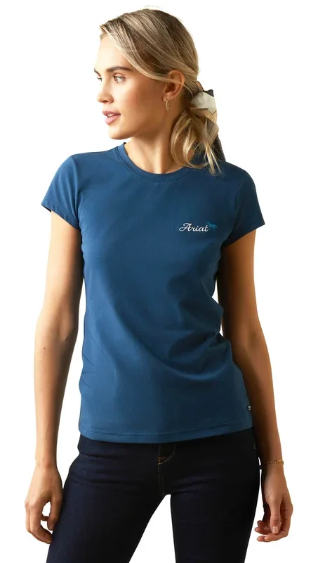 Ariat Women’s Logo Script T-Shirt, Deep Petroleum