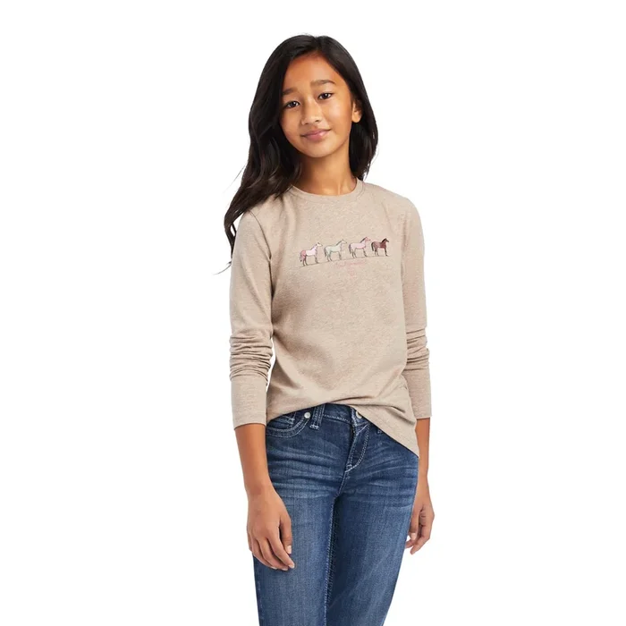 Ariat Youth “Horse of a Different Color” Longsleeve T-Shirt, Banyan Bark Heather