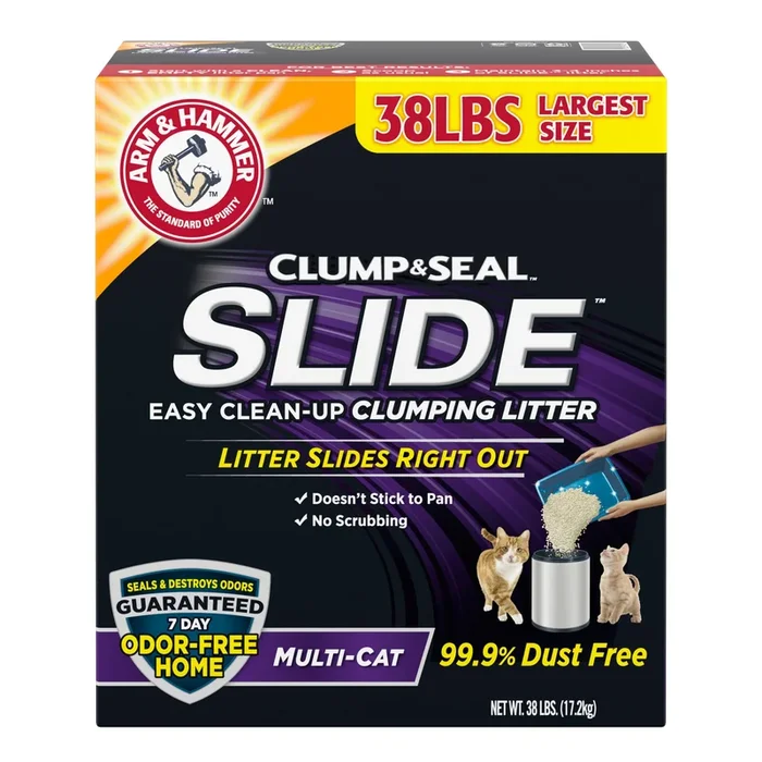 ARM & HAMMER SLIDE Easy Clean-Up Multi-Cat Clumping Cat Litter, 38 lb