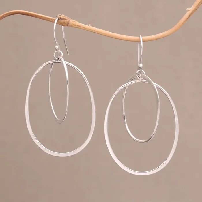 Around You Sterling Silver Dangle Earrings Handcrafted in Bali