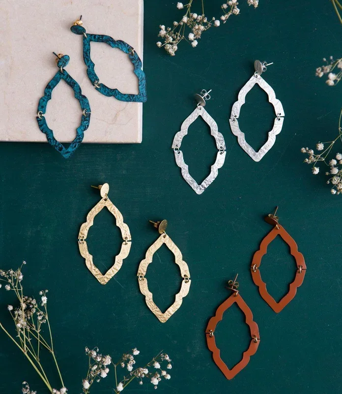 Ashram Window Brass Earrings