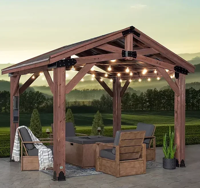 Backyard Discovery 12′ x 10′ Brindlewood Gazebo with Electric