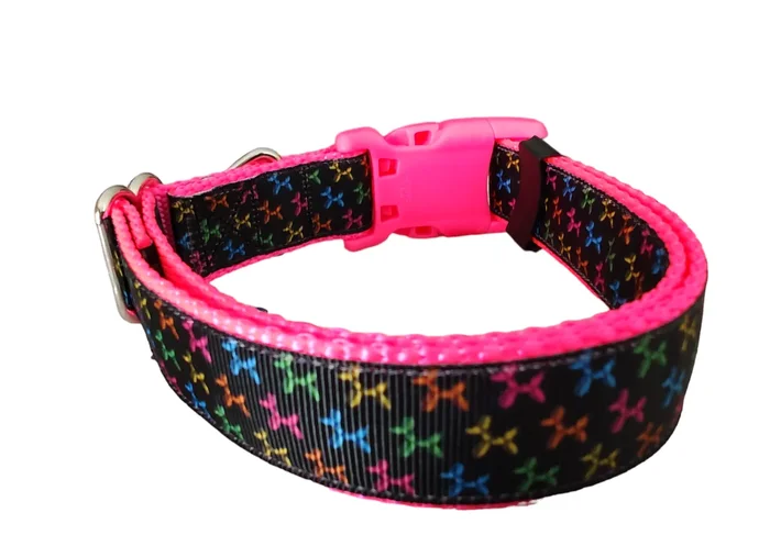 Balloon Dog Hot Pink Nylon Dog Collar MD, LG, XL, Leash