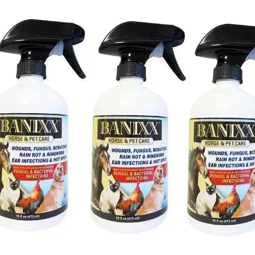 Banixx Horse Pet Care Bacterial Fungal Infections Spray 16 oz. USA Made Steroid-Free Vet Recommended 3-Pack