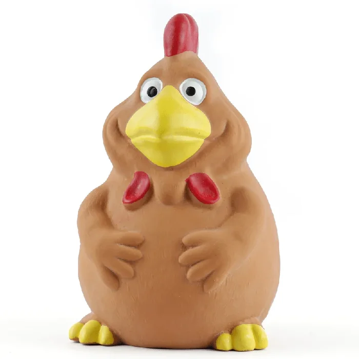 Barkbutler x Fofos Latex Bi Rooster Squeaky Toy for Dogs (Brown)