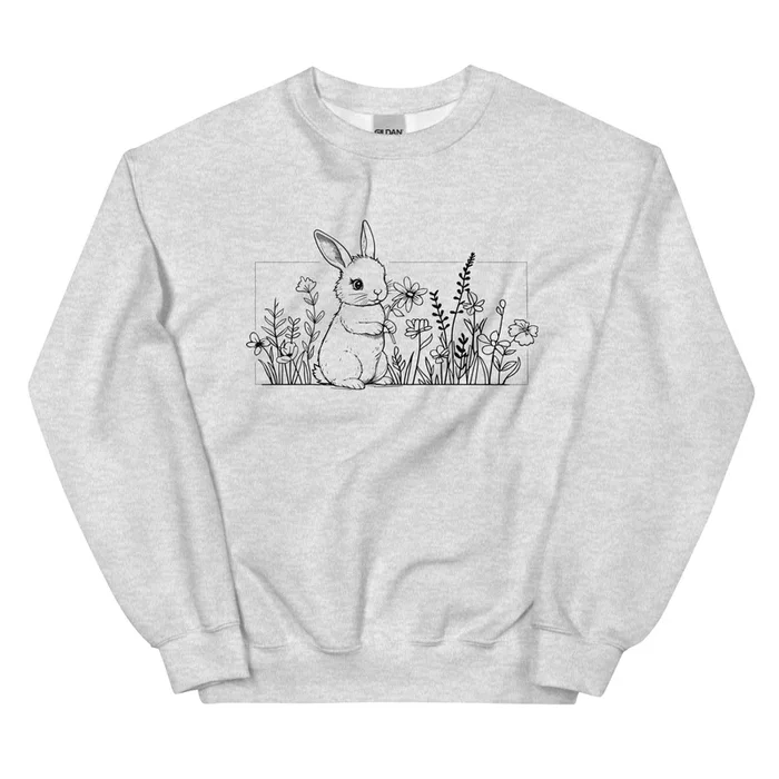 Beautiful Bunny Line Art Crewneck Sweatshirt