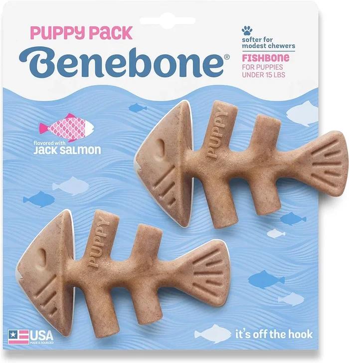 Benebone Puppy Tiny Fishbone 2-Pack, Dog Toy