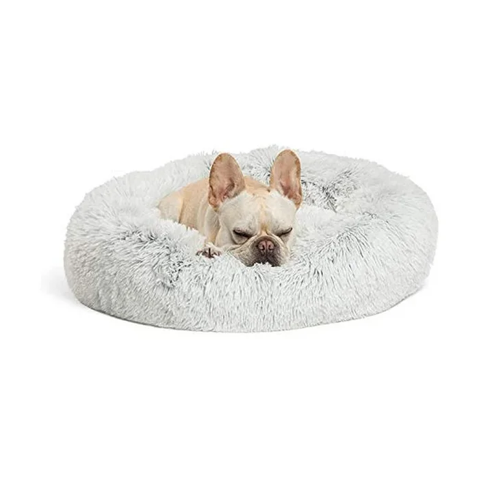 Best Friends by Sheri Calming Shag Vegan Fur Donut Cuddler Frost – 30″x30″
