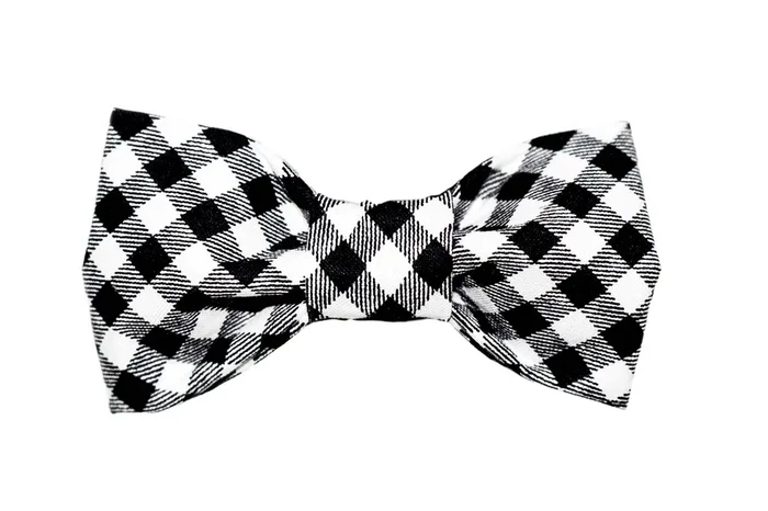 Black/White Gingham Dog Bow Tie – 917