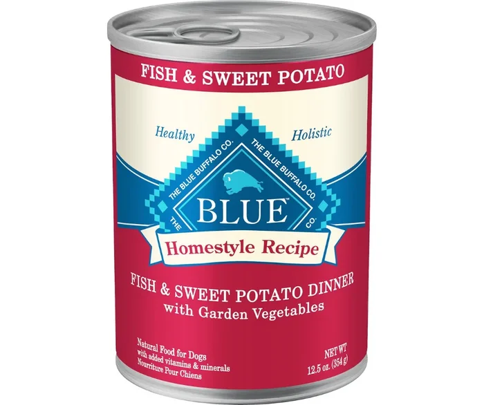 Blue Buffalo, Homestyle Recipe – All Breeds, Adult Dog Fish & Sweet Potato Dinner with Garden Vegetables Canned Dog Food