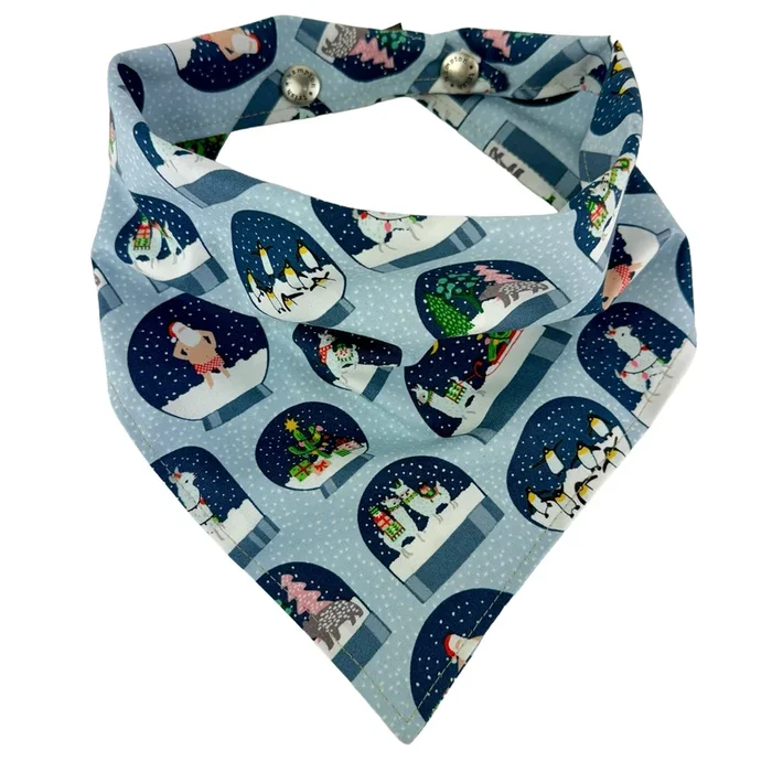 Blue Christmas Snowglobe Dog Bandana – 1051