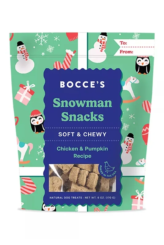 Bocce’s Bakery Snowman Snacks Soft and Chewy Dog Treats