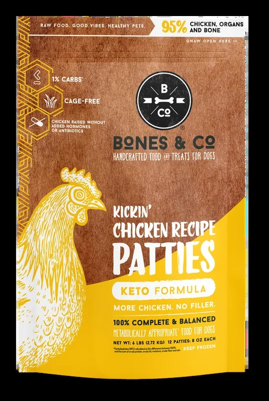 Bones & Co. Kickin’ Chicken Recipe Patties Raw Dog Food