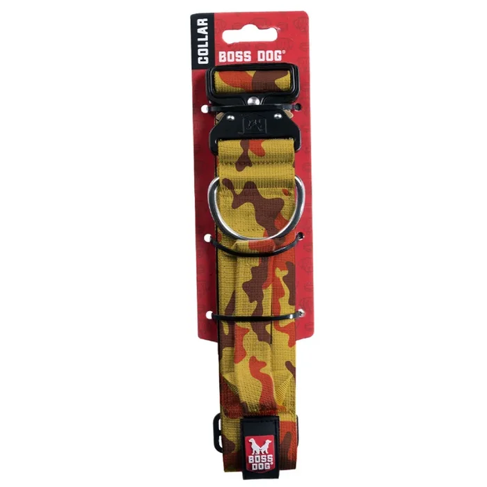 Boss Dog Tactical Collar 1.2″ Wide 13″-16″ Small Camo Orange