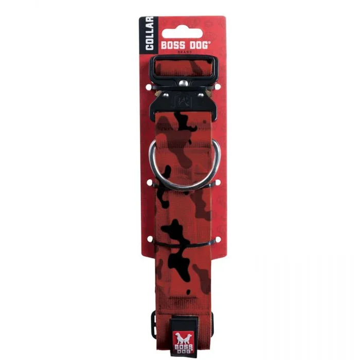 Boss Dog Tactical Collar 1.2″ Wide 13″-16″ Small Camo Red
