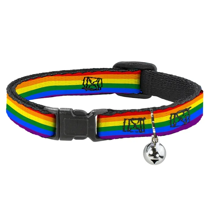 Buckle Down – Cat Collar Breakaway with Bell, Flag Pride Rainbow