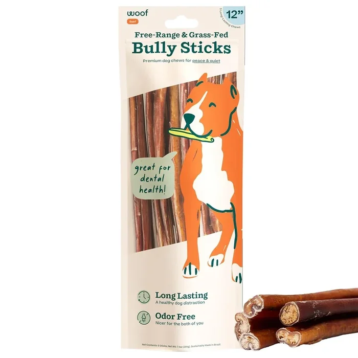 BullySafe Bully Sticks– Odor-Free, Long-Lasting Dog Chews | Grass-Fed, Free-Range, Single-Ingredient Beef Pizzle Treats