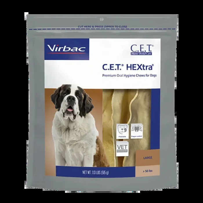 C.E.T. HEXtra Oral Hygiene Chews for Dogs Pack of 30 Large by Virbac