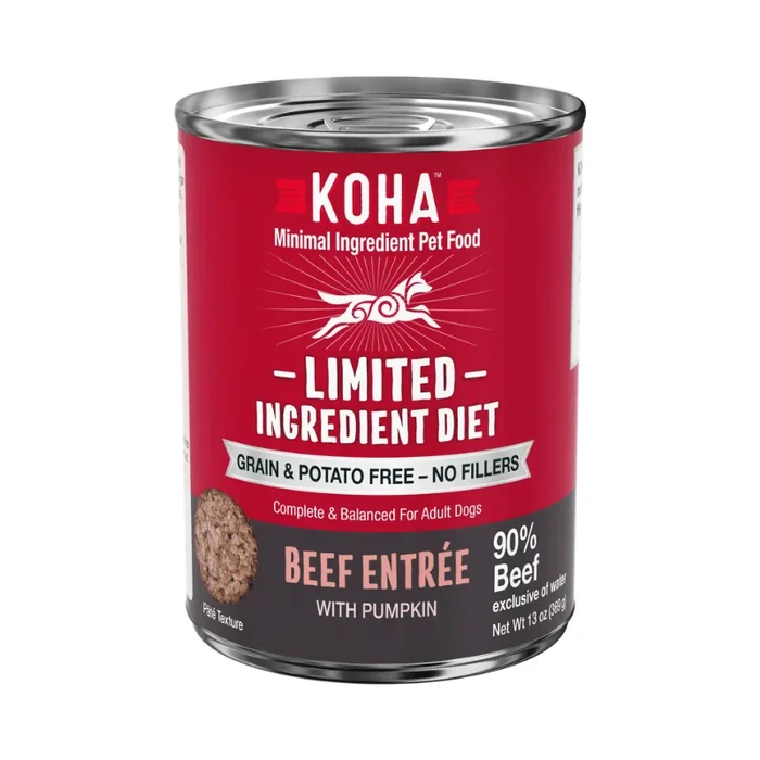 Canned Dog Food – Limited Ingredient Diet – 90% Beef Entrée with Pumpkin – 13 oz
