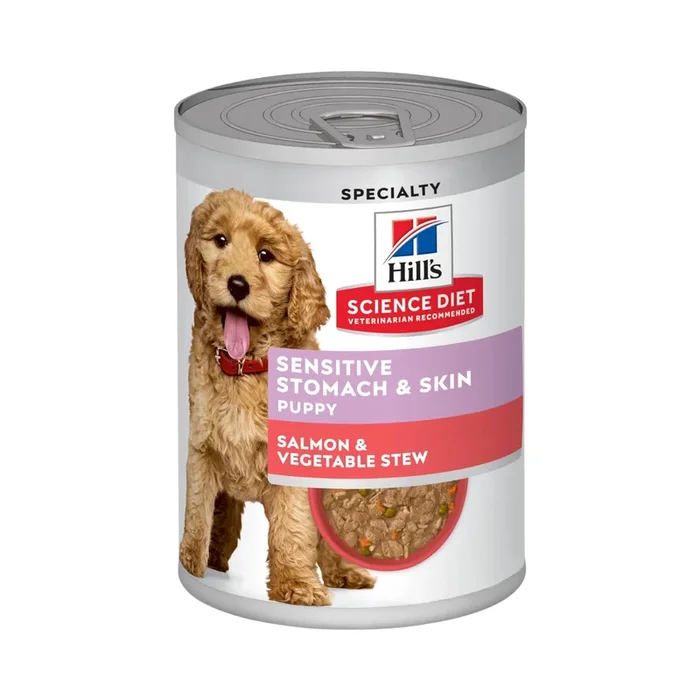 Canned Dog Food – Puppy – Sensitive Stomach & Skin – Salmon & Vegetable Stew – 12.5 oz