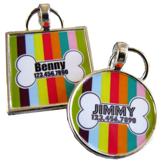 Carnival Stripe Dog License Tag