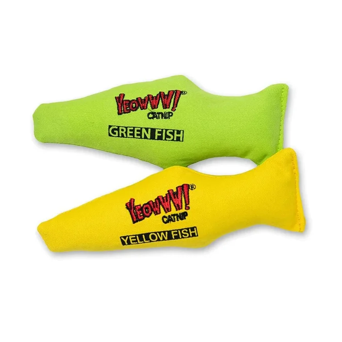 Catnip Cat Toy – 7″ Yellow & Green Fish