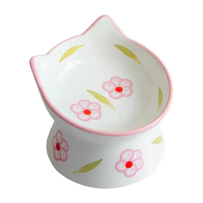 Ceramic Elevated Bowl – Pink Floral – 6.7 oz