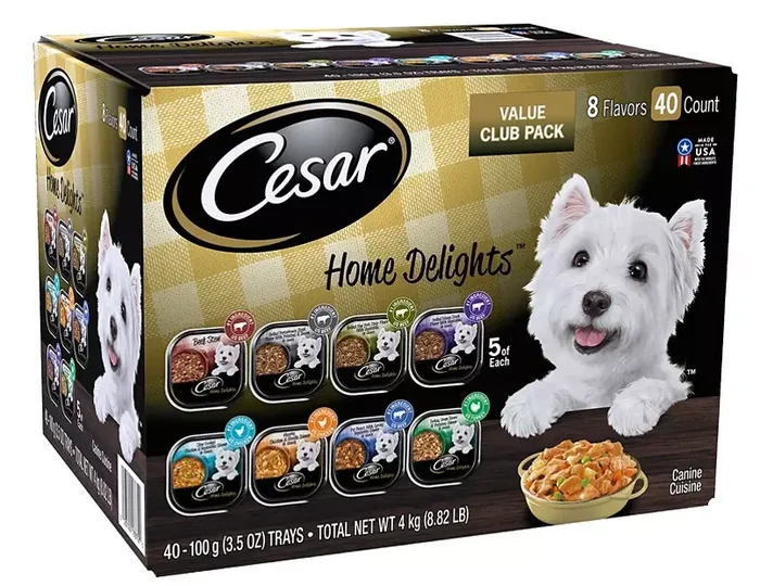 Cesar Home Delights Wet Dog Food, 8 Flavor Variety Pack in Sauces (3.5 oz., 40 ct.)