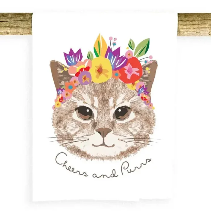 Cheers & Purrs Cat Tea Towel