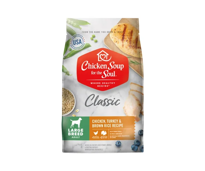 Chicken Soup for the Soul – Large Breed, Adult Dog Classic Chicken, Turkey, & Brown Rice Recipe Dry Dog Food