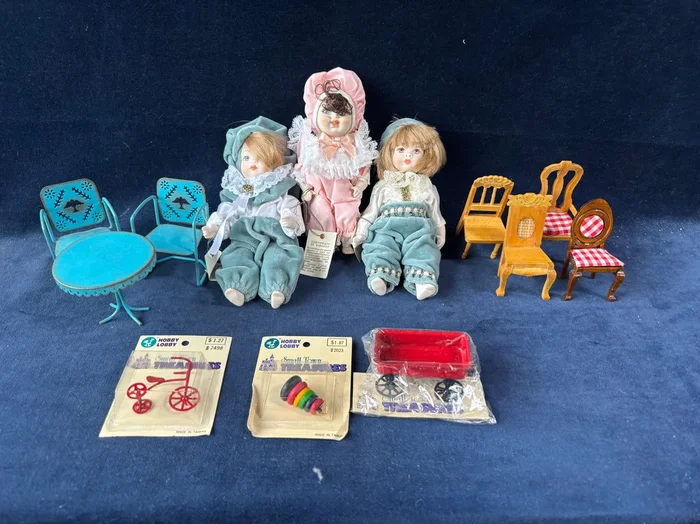 Children’s Toy Lot, 3 Dolls, Play Accessories
