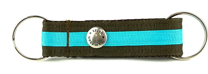 Chocolate/Turquoise Stripe Snappy Keychain – 304