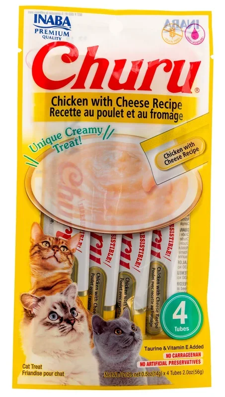 Churu Chicken with Cheese Puree Lickable Cat Treat, 4 pk